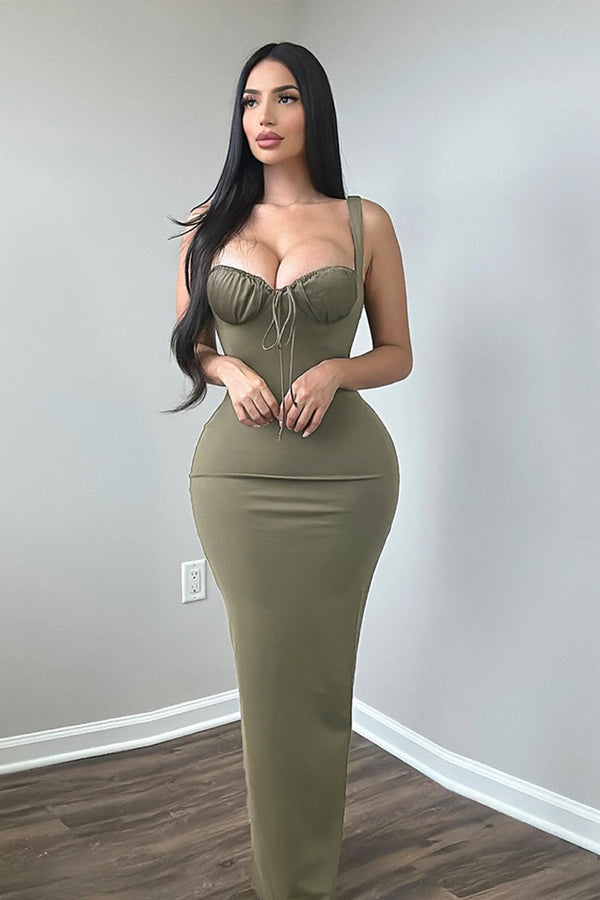 Tie Front Cami Maxi Bodycon Dress